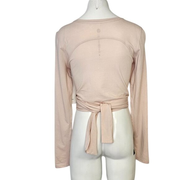 Lululemon Womens Gather & Grow Long Sleeve Top, Pink, Wrap Shirt, Cotton, 6 - Picture 2 of 9